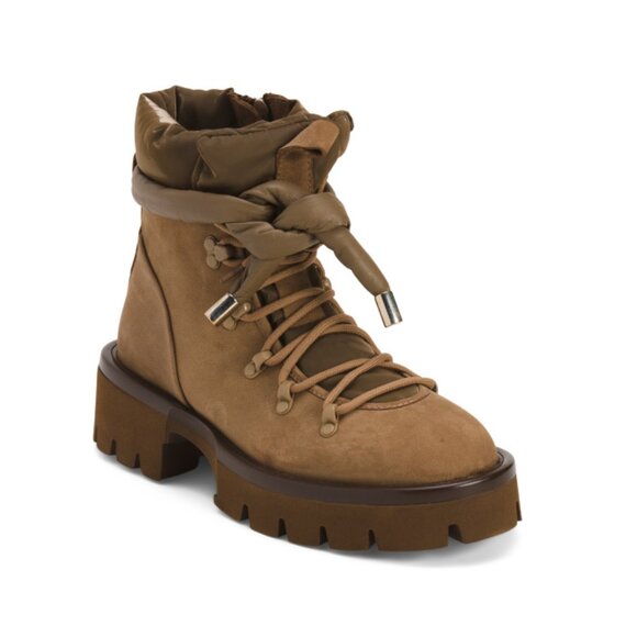 NILA & NILA Biscotto Made In Italy Leather Lace Up Booties - Picture 1 of 2